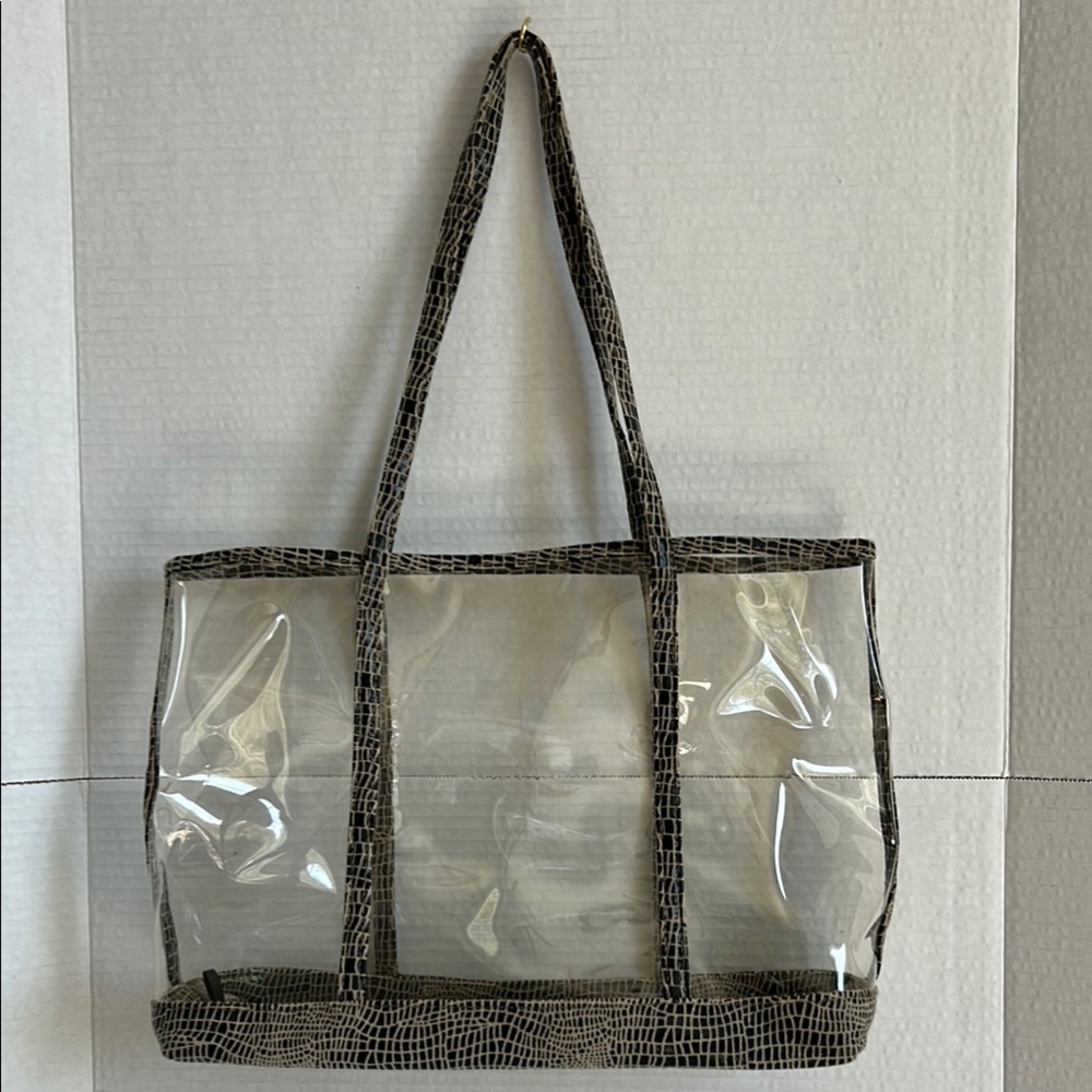 Clear plastic tote/stadium bag.